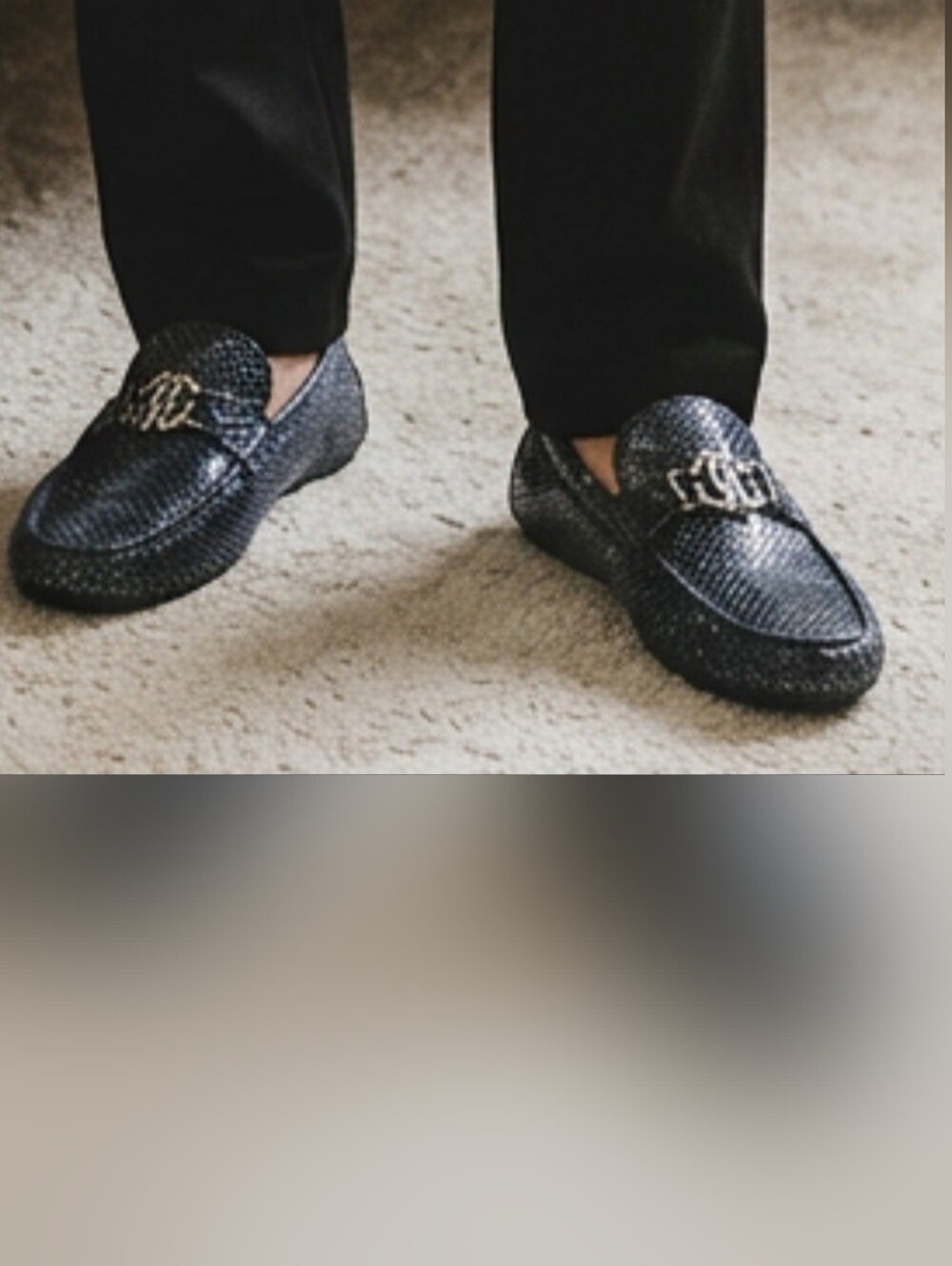 Roberto Cavalli Black Woven Leather Slip-On Loafers Size 42.5 Or 9.5